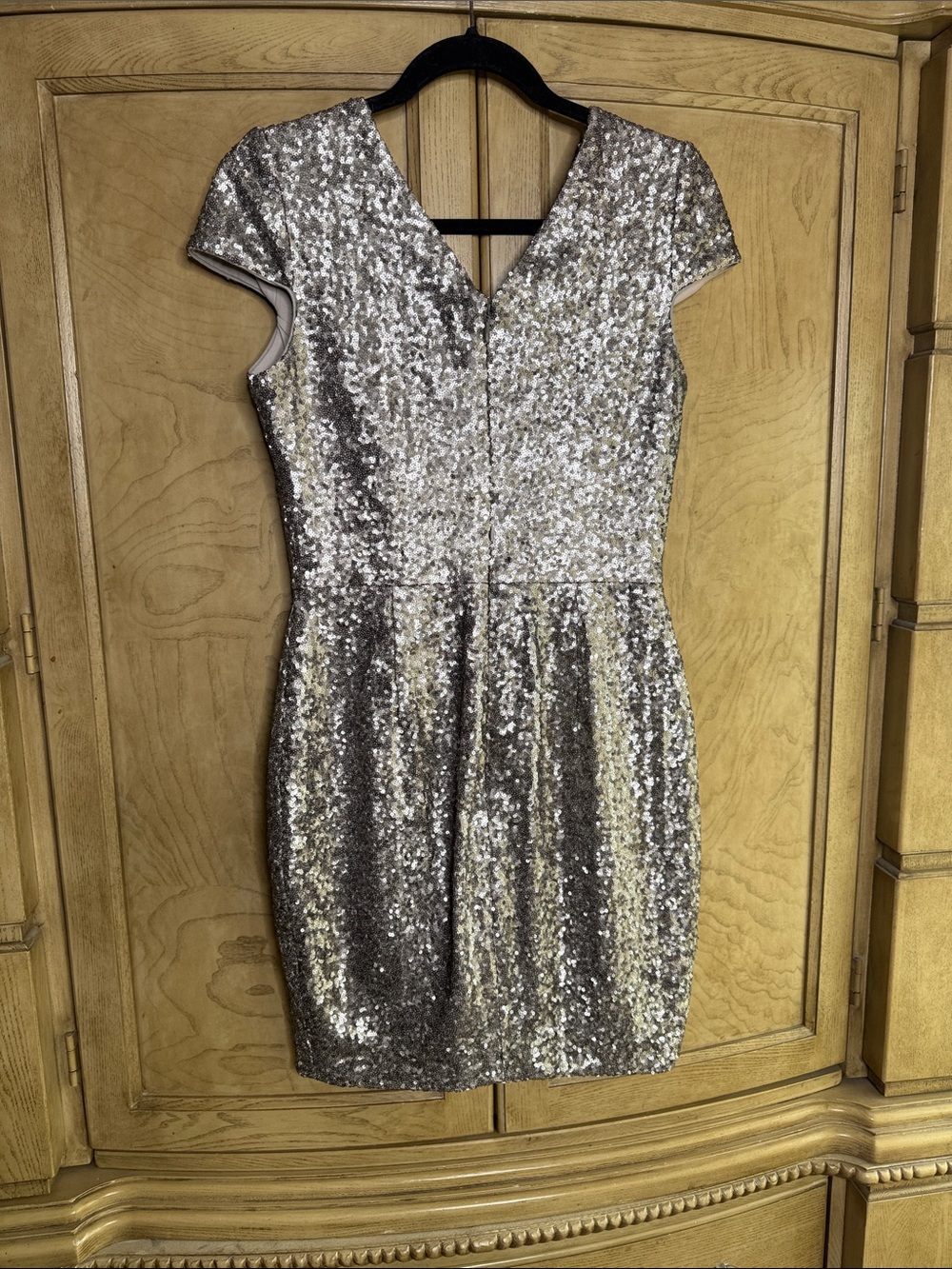 Dress the Population🔥 Zoe  Silver Sequin V-Neck Cap Sleeve  Dress - Picture 7 of 10